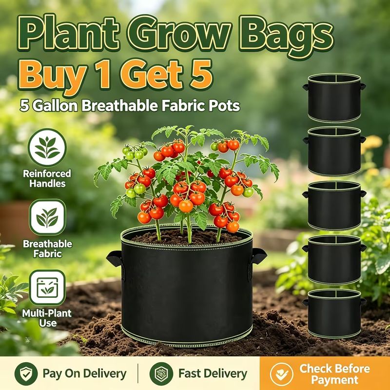 🎁Buy 1 Get 5 Offer|5 Gallon Breathable Fabric Potato Grow Bags|With Reinforced Handles Reusable Planting Pots for Potatoes Tomatoes Herbs Flowers Vegetables|COD Free Shipping