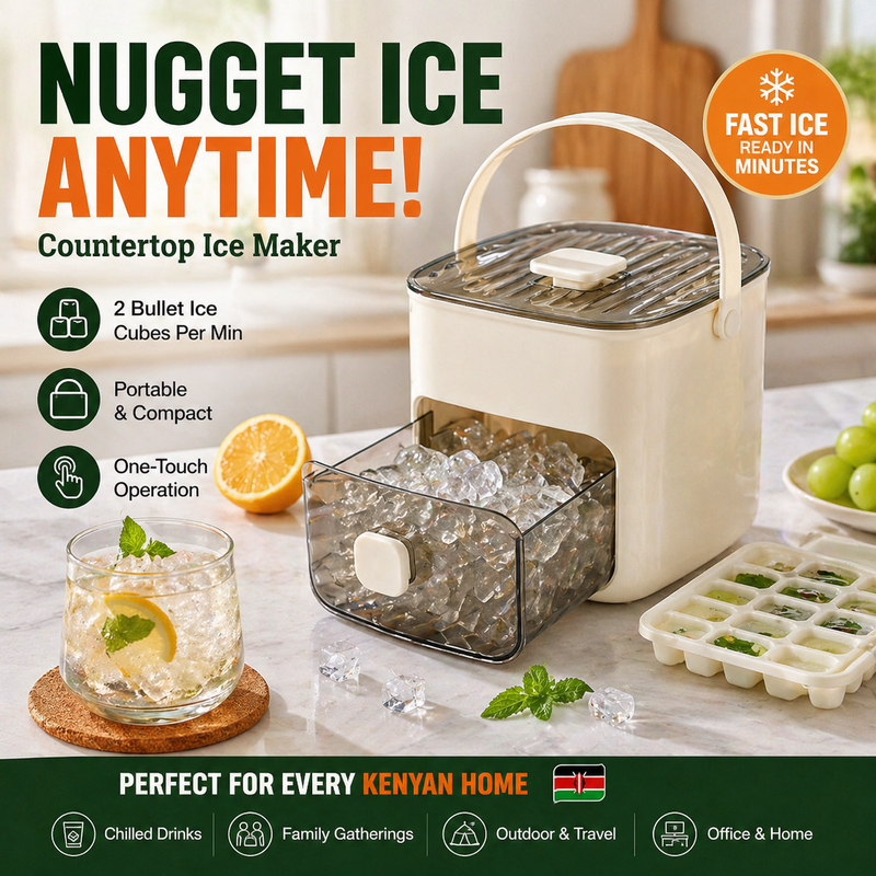 🚚 Fast Delivery Kenya 💵 COD Available Portable！Portable Countertop Ice Maker Machine Fast Ice for Drinks at Home Office and Travel