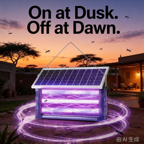 Solar Mosquito Killer Lamp, Outdoor IP66 Waterproof Bug Zapper with UV Light Attractant and High-Voltage Grid, Auto On at Dusk Off at Dawn, Solar Powered No Electricity Cost, Garden and Compound Protection