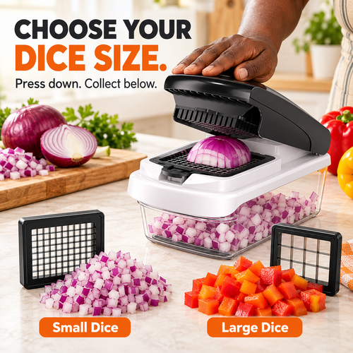 15-in-1 Vegetable Chopper — Food Cutter with 8 Blades and Container for Kitchen Use.