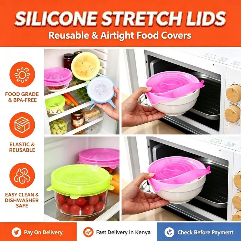 Silicone Cover Stretch Lids Reusable Airtight Food Wrap Covers 6 or 12-piece set
