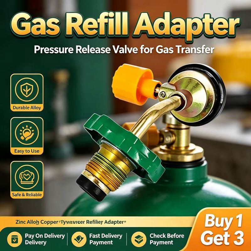 ⛽ Buy 1 Get 3 Free | Zinc Alloy Copper Cylinder Refill Adapter, Pressure Release Valve Gas Transfer Adapter | COD Free Shipping