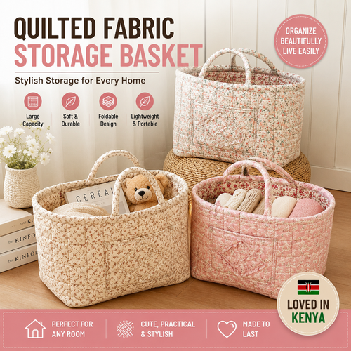 Large Capacity Floral Storage Basket with Handles | Closet & Baby Organizer
