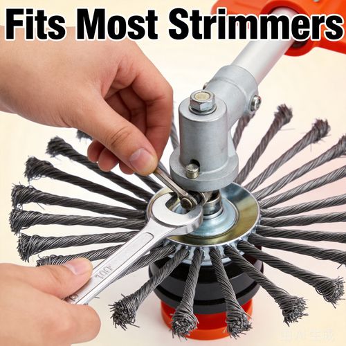 10 Inch Steel Wire Brush Cutter Blade for Grass Trimmers, Heavy-Duty Wire Weed Whacker Head with Adapter Kits for Gas Strimmers and Brush Cutters, Cuts Thick Weeds, Tough Grass and Overgrown Brush