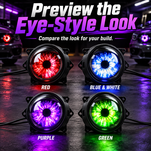 🔥HOT SALE🔥 COD！Demon Eye Headlights for Cars and Motorcycles, LED Dynamic Devil Eyes Light Kit with HD Lens, 6 Animated Eye Patterns, Universal 12-36V Eyeball Lights for Headlight or Fog Light