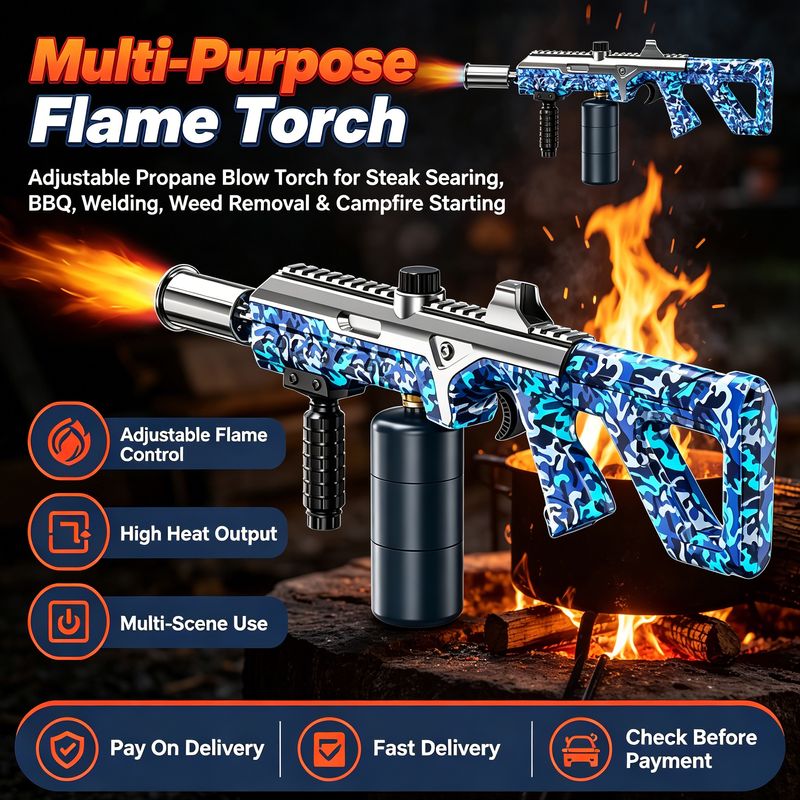 🔥Viral Hit|Multi-Purpose Adjustable Flame Propane Blow Torch|Great for Steak Searing, BBQ, Welding, Weed Removal & Campfire Starting|COD Free Shipping