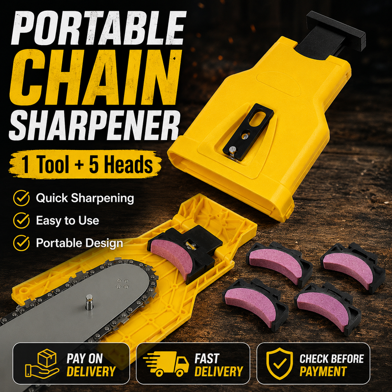 🛠️ 1 Tool + 5 Heads | Portable Chainsaw Chain Sharpener Manual Chain Grinder for 14–20 Inch Saw Chains | COD Free Shipping
