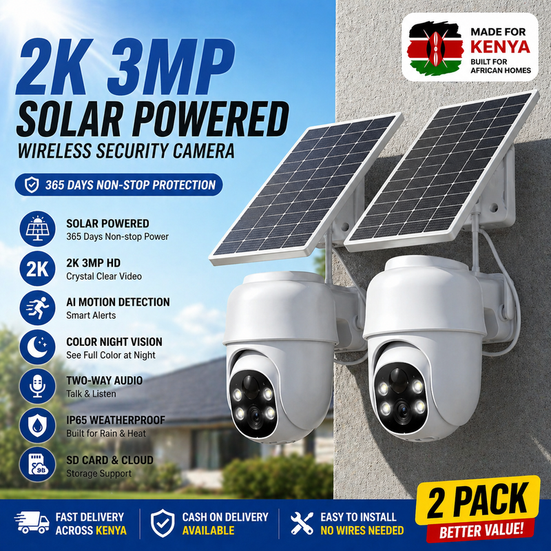 🚚 Fast Delivery Kenya 💵 COD Available Portable！Solar Powered Wireless Security Camera for Home Outdoor Surveillance with Night Vision and Motion Detection