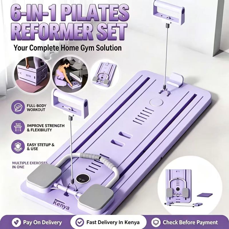 6-in-1 Multi-Purpose Foldable Plastic Pilates Reformer Board Set with Timer Home Ab Exercise Equipment and Abs Roller