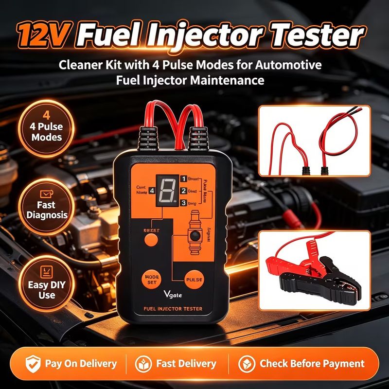 ✅Unique Pick|12V Fuel Injector Tester Cleaner Kit with 4 Pulse Modes|Simultaneous Test & DIY Cleaning Controller Tool for Automotive Fuel Injector Maintenance|COD Free Shipping