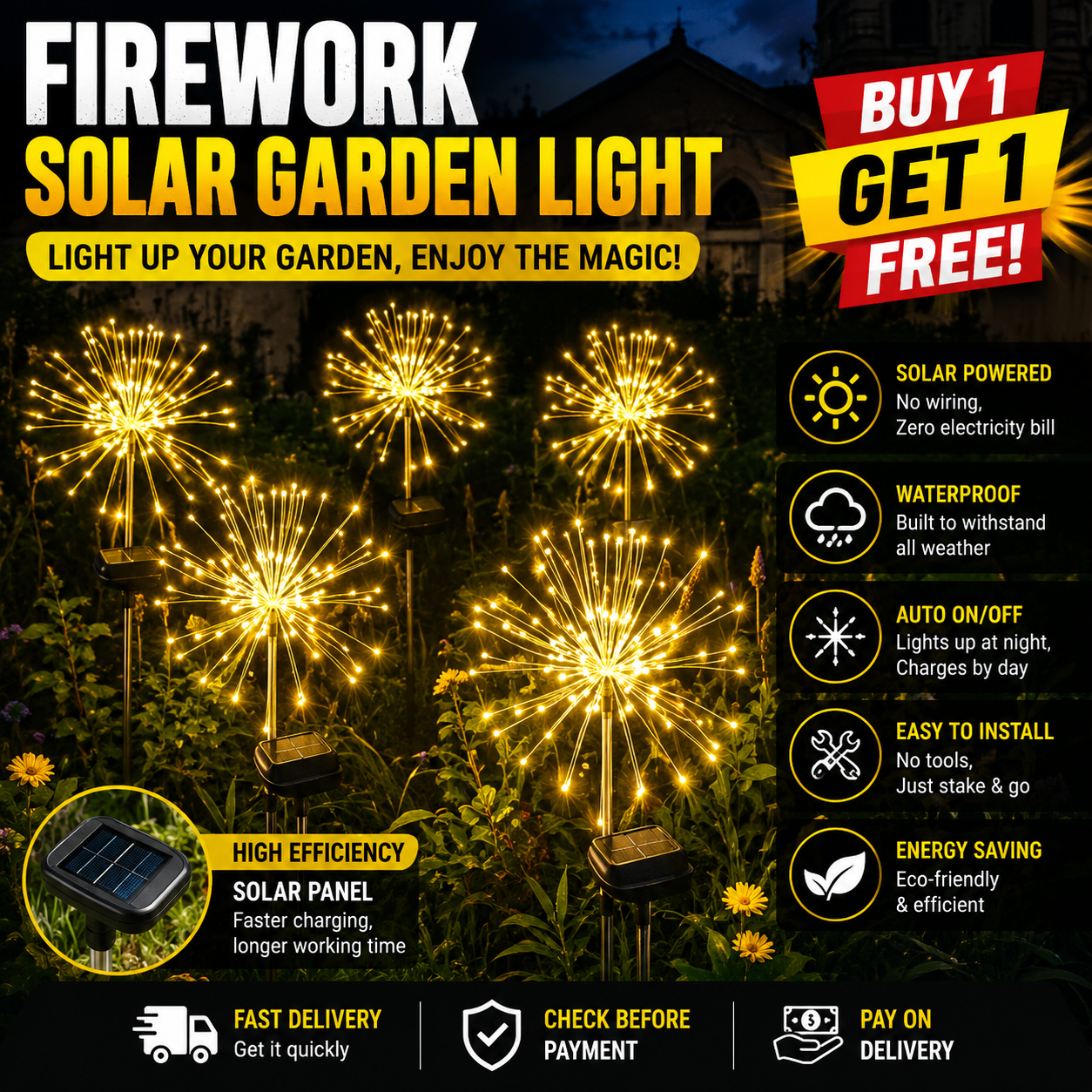 😀Vodotěsné solární zahradní světlo s ohňostrojem Buy one get one free😁| WATERPROOF OUTDOOR LIGHT STRIP