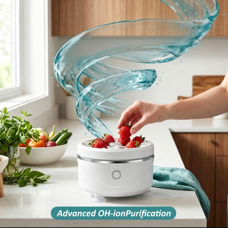 🔥Hot Seller🔥 COD！Waterproof Fruit and Vegetable Cleaner with Titanium Electrolysis Purification for Home Kitchen - Portable Produce Cleaner Device