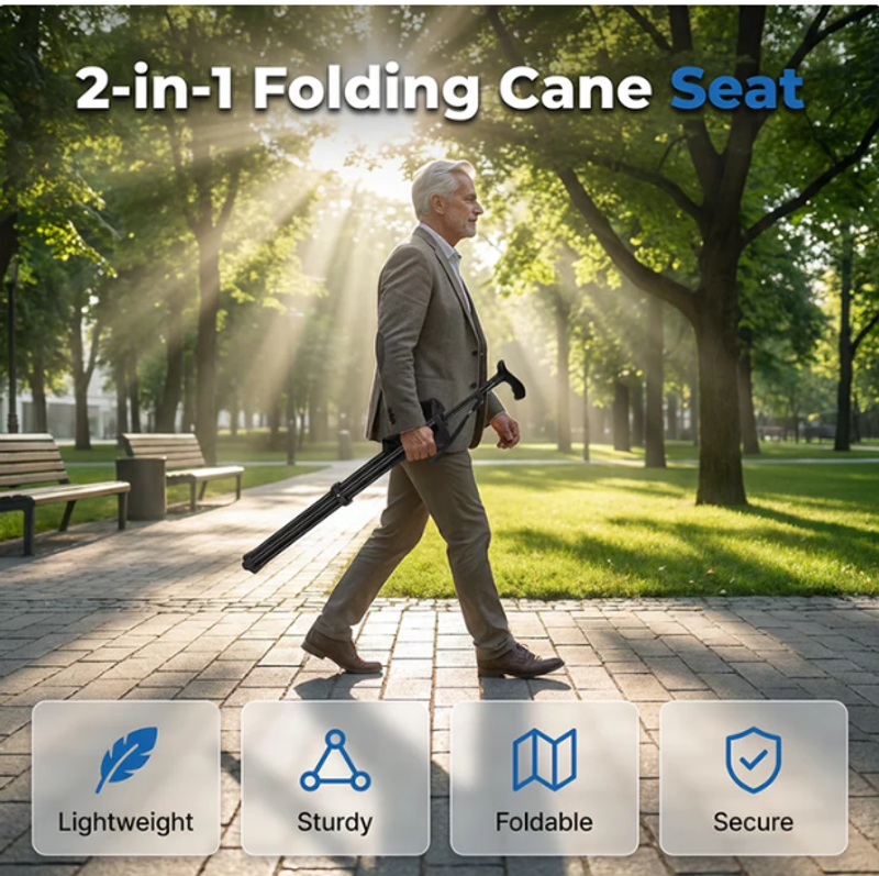 Foldable Walking Cane with Seat