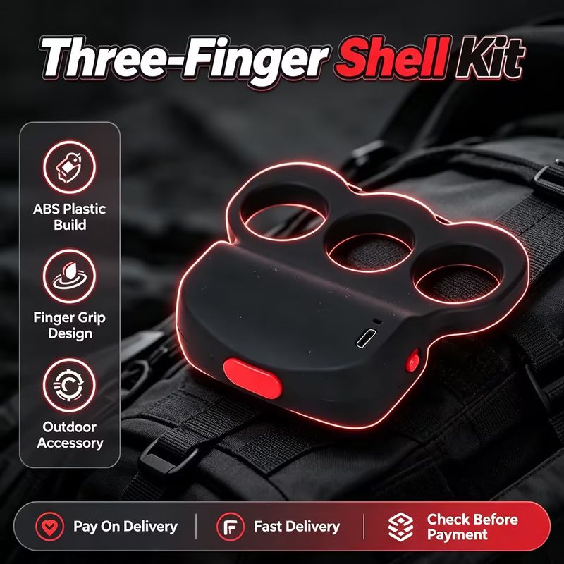 🛡️Target Pick | ABS Three-Finger Shell Plastic Full Kit Outdoor Self-Defense Finger Grip Knuckle Accessories | COD Free Shipping