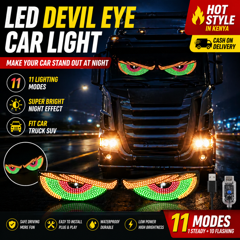 🚚 Fast Delivery Kenya 💵 COD Available Portable！LED Devil Eye Car Light for Windshield Decoration Bright Multi Mode Light for Car Truck SUV
