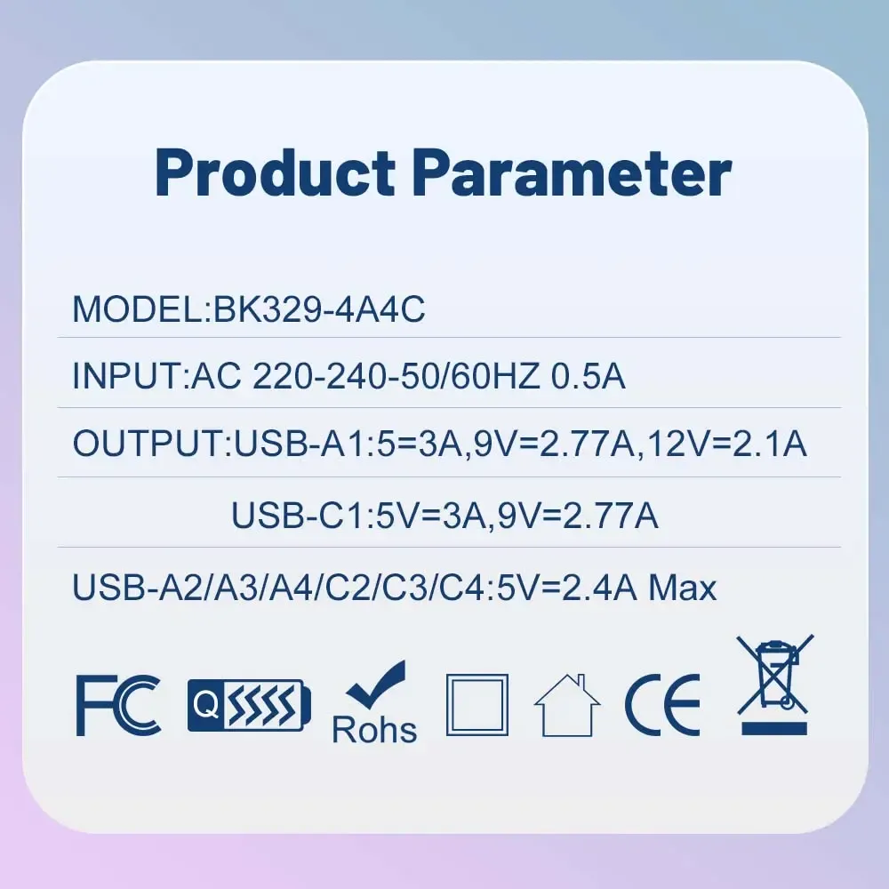 8 Port Fast USB Charger Kenya Multi Device Charging Station with PD25W and QC3 Fast Charging