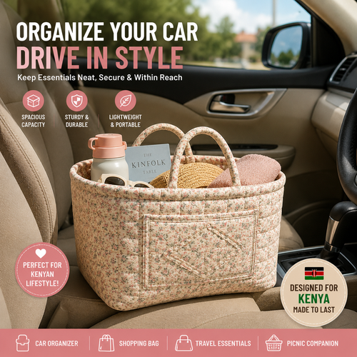 Large Capacity Floral Storage Basket with Handles | Closet & Baby Organizer