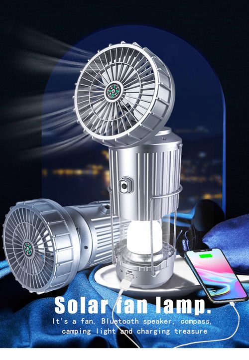 🔥Hot Seller🔥 COD！Multifunctional Solar Fan Light: Your ideal camping companion, featuring a Bluetooth speaker, charging, and lighting functions