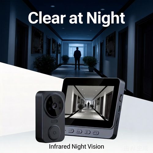 Smart Video Doorbell with 4.3 Inch Color Monitor, Wireless Visual Door Intercom with Night Vision & Video Recording for Home Security — See and Talk to Visitors Before You Open the Door, Easy Install