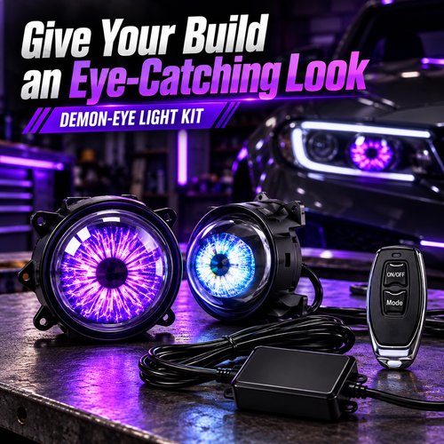 🔥HOT SALE🔥 COD！Demon Eye Headlights for Cars and Motorcycles, LED Dynamic Devil Eyes Light Kit with HD Lens, 6 Animated Eye Patterns, Universal 12-36V Eyeball Lights for Headlight or Fog Light