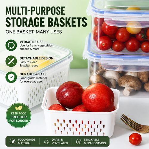 Dual Layer Drain Storage Box Kenya Fresh Food Container With Lid Vegetable Fruit Egg Storage COD Nairobi