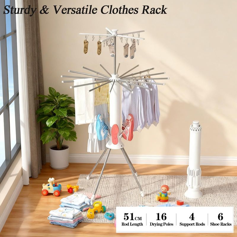 🔥Hot Seller🔥 COD！Four Legged Clothes Drying Rack Octopus Laundry Drying Rack Portable and Foldable Dry Rack  360° Aluminum Garment Rack for Indoor Outdoor Courtyard