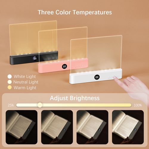 🔥Hot Seller🔥 COD！LED Book Light and Night Light 2 in 1, 3 Color Temperatures & Stepless Dimming, USB Rechargeable with Timer