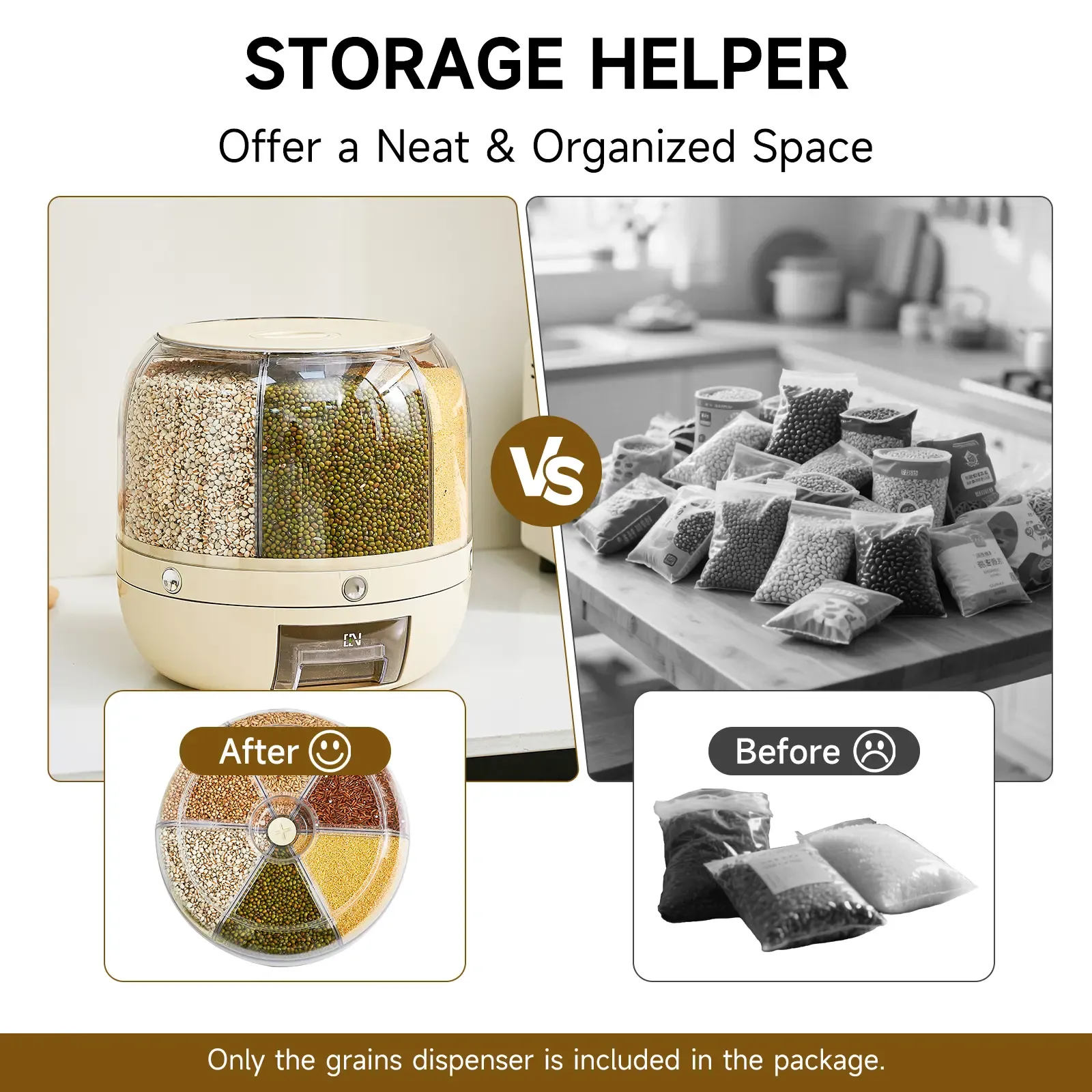 Grain Storage Dispenser 6 Compartment Food Container For Kitchen Organization And Fresh Storage Kenya