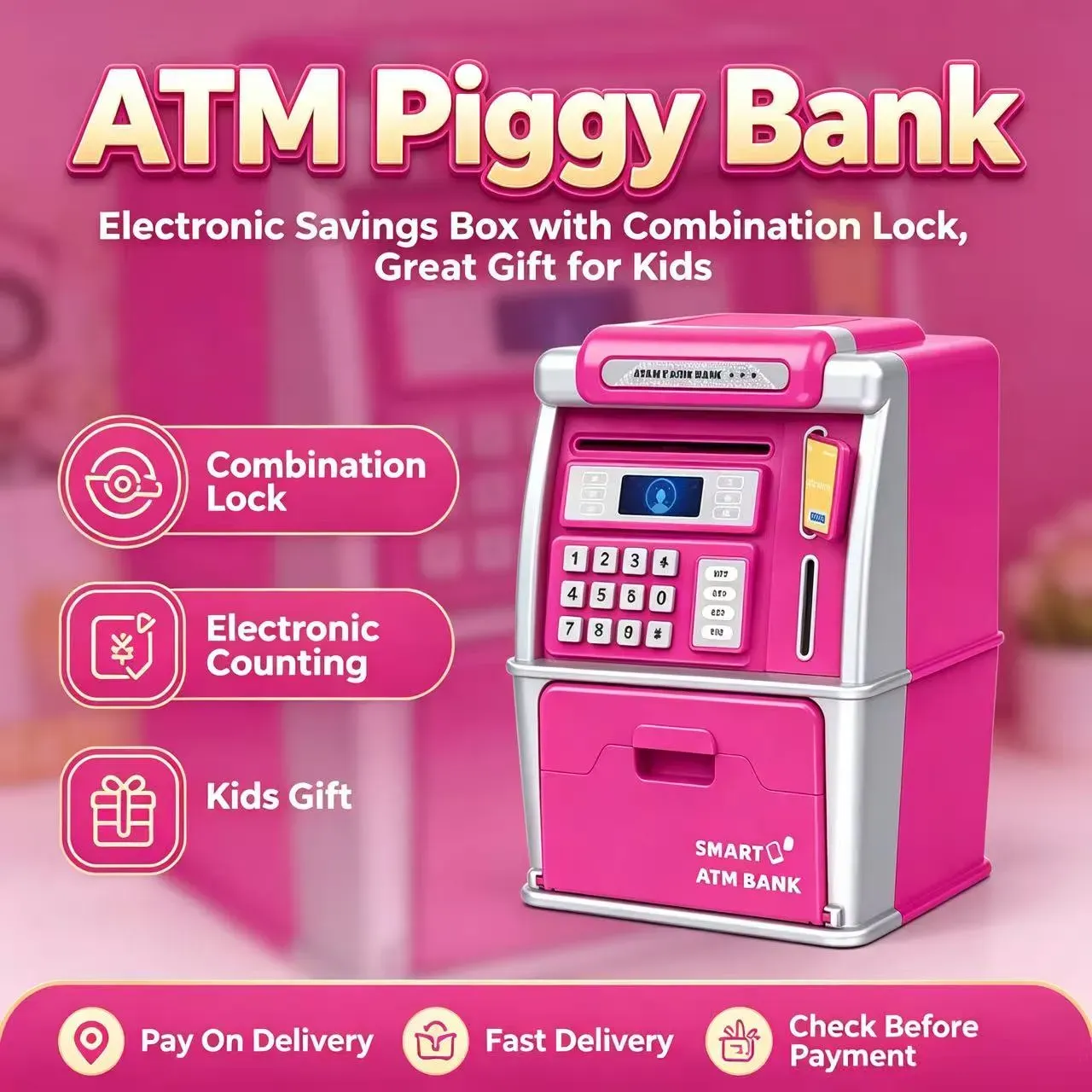 🐷 COD Free Shipping ATM Piggy Bank Electronic Savings Box with Combination Lock Kids Money Box Gift for Boys Girls 3-12 Years Old