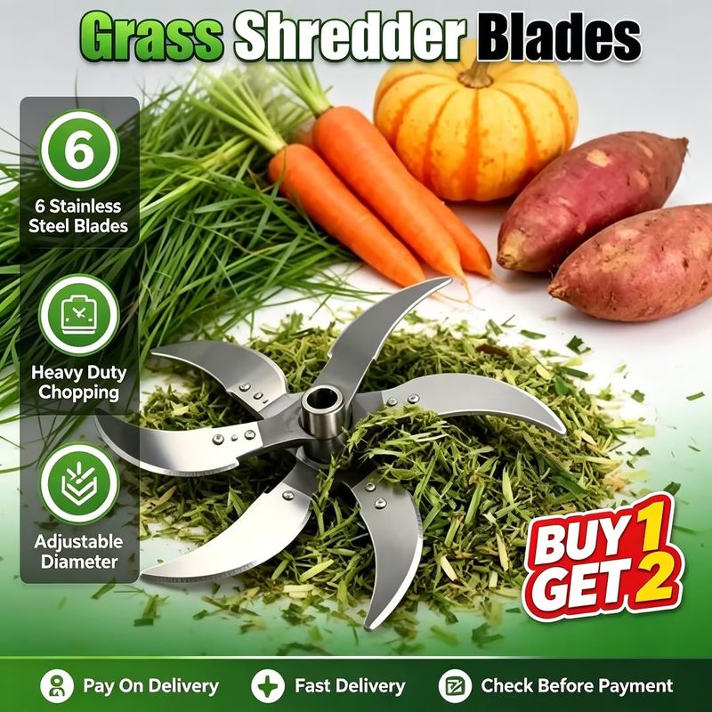 💰Great Value | Buy One Get Two Household Farming Grass Shredder Replacement Blades 6 Option Stainless Steel Heavy Duty Chopping Knives For Vegetable Livestock Feed Crusher With Adjustable Diameter 6 Blade With Rod Included | COD Free Shipping