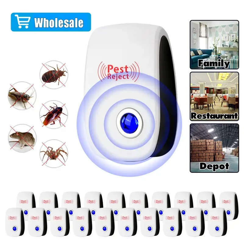 Ultrasonic Pest Repeller for Mice Rats Spiders Roaches & Insects Indoor Home Restaurant Garage Use Effective Pest Control Device