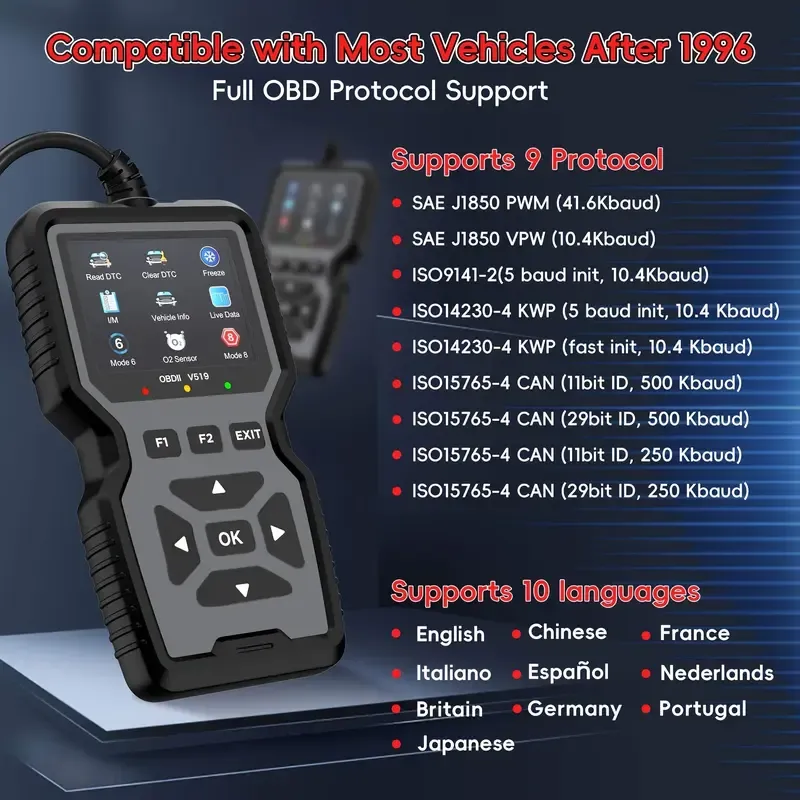 Professional OBD2 Scan Diagnostic Tool | Enhanced Engine Fault Code Reader And Reset, Mode