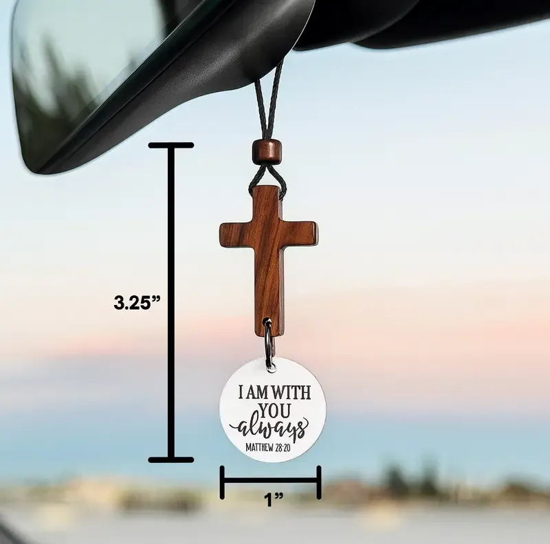 Yappy Bible Verse Car Rearview Hanging Cross Ornament, Daily Encouragement, Christian Accessories for Vehicle