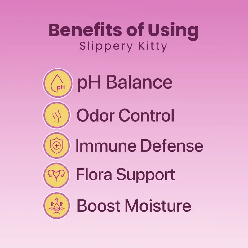 Slippery Kitty Feminine Probiotic + Moisture Gummies - All in One Solution with Slippery Elm 60 Count Pineapple Flavor
