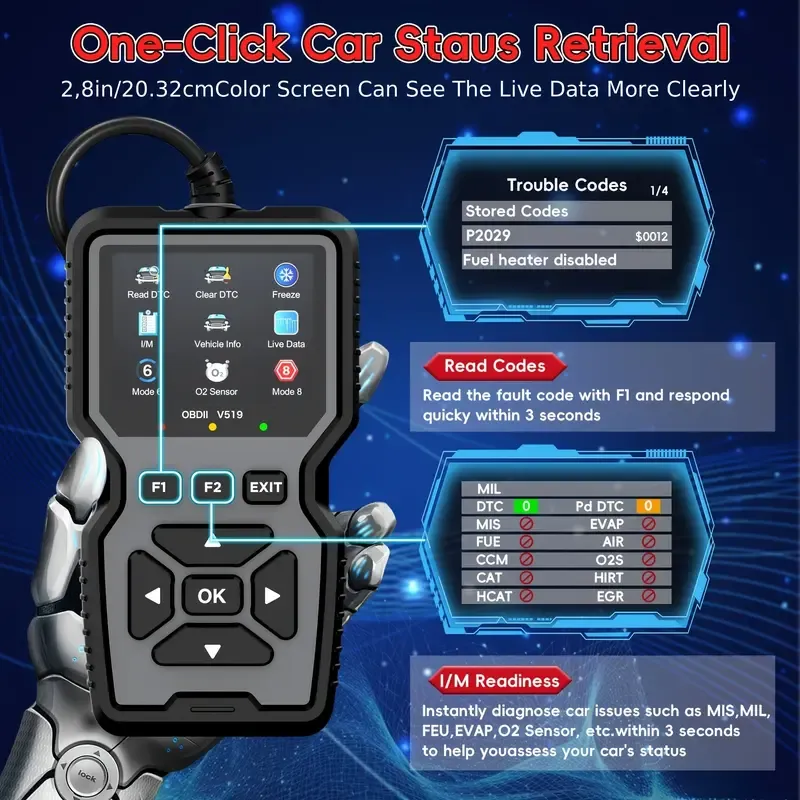 Professional OBD2 Scan Diagnostic Tool | Enhanced Engine Fault Code Reader And Reset, Mode