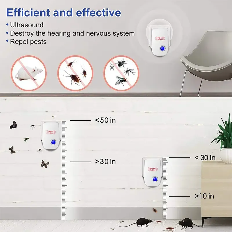 Ultrasonic Pest Repeller for Mice Rats Spiders Roaches & Insects Indoor Home Restaurant Garage Use Effective Pest Control Device