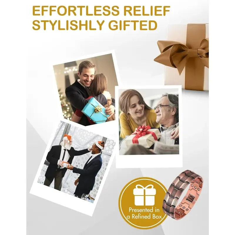 Feraco Copper Bracelet for Men, 3X Ultra Strength Magnetic Bracelets, 99.99% Pure Copper with 3500 Gauss Neodymium Magnets, Adjustable