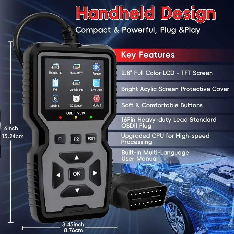 Professional OBD2 Scan Diagnostic Tool | Enhanced Engine Fault Code Reader And Reset, Mode
