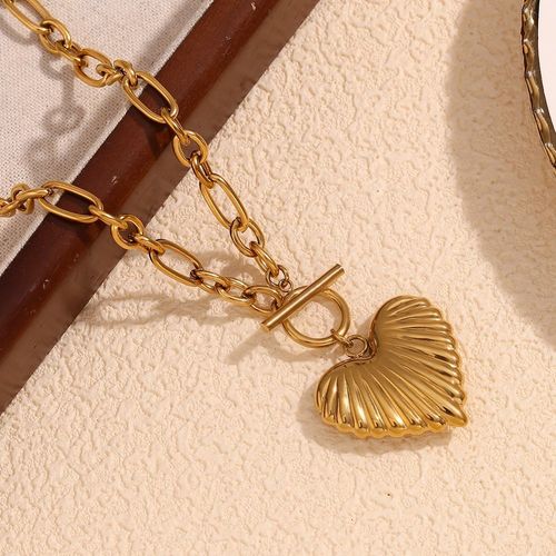 Heart Jewelry OT Clasp Chain Necklace 18k Gold Plated Jewelry Waterproof Stainless Steel Necklace