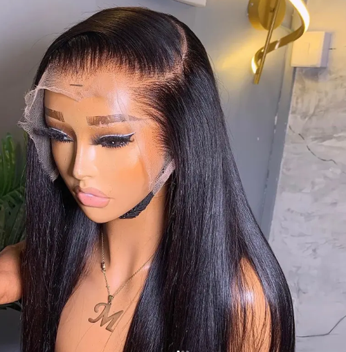 Adhesive-Free Wig Full HD Transparent Lace Front Wig Black Women's Wig