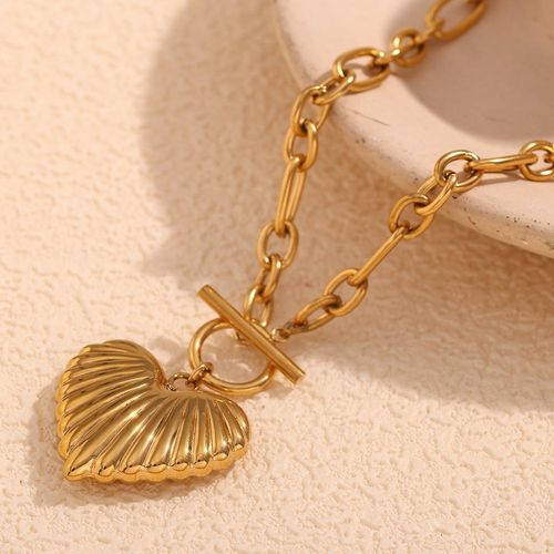 Heart Jewelry OT Clasp Chain Necklace 18k Gold Plated Jewelry Waterproof Stainless Steel Necklace