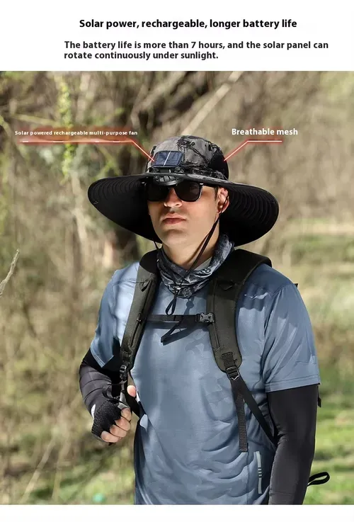 Solar fan cooling outdoor charging sun protection sun hat