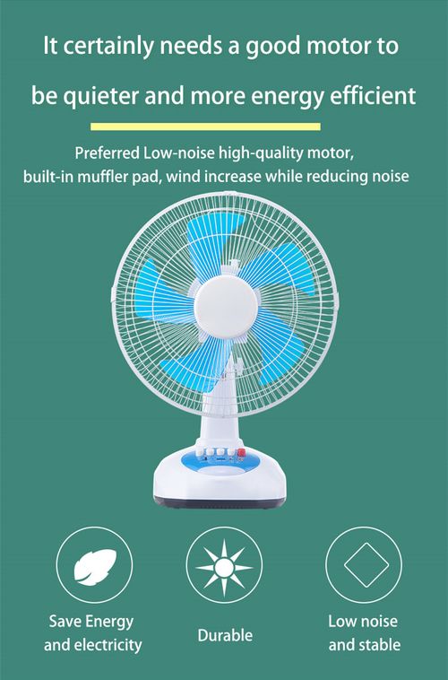 12-inch AC-DC solar fan set, oscillating rechargeable fan with light, table fan
