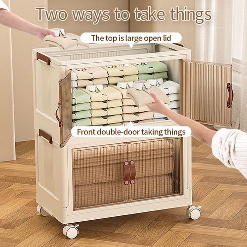 High-quality household storage cabinet Single-tier plastic folding storage unit with castors