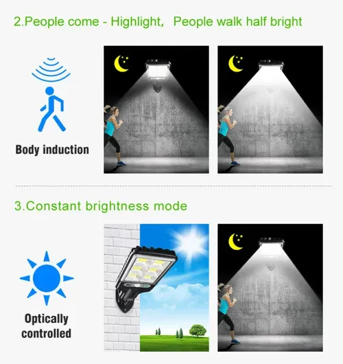 Wall-Mounted Human Induction Motion Sensor Solar Lights Outdoor Street With Remote Control