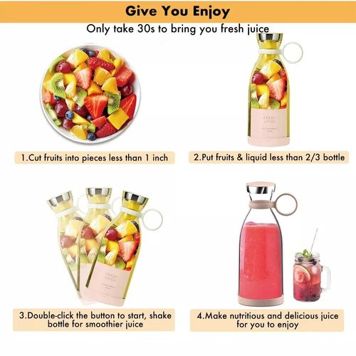 Portable Blender Fresh Juice Bottle Personal Mini Electric Fruit Juicer Cup Blender Mixer for Shakes Smoothies