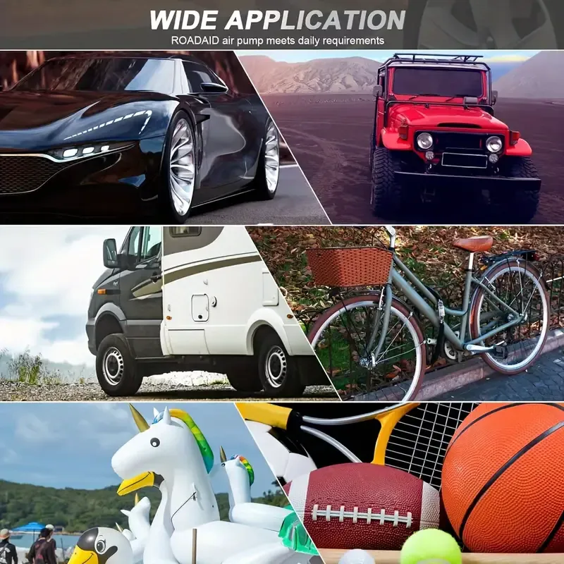 12V 150 Psi Deluxe Portable Metal Car Tire Inflator - Heavy-Duty, Fast Inflation, Compact Design, Easy to Use, Ideal for Cars, Trucks, SUVs, and Bicycles