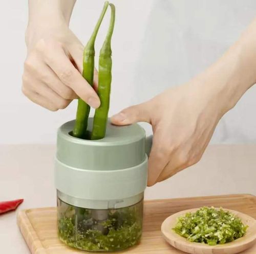 Electric Vegetable Chopper Multi-Functional Kitchen Garlic Crusher 4-in-1 Onion Pepper Meat Mincer Kitchen Tool