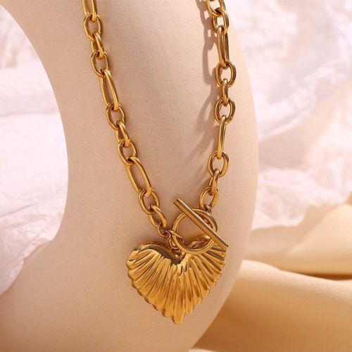 Heart Jewelry OT Clasp Chain Necklace 18k Gold Plated Jewelry Waterproof Stainless Steel Necklace