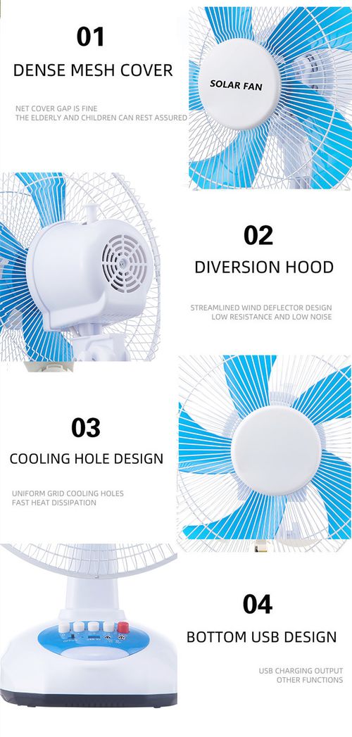 12-inch AC-DC solar fan set, oscillating rechargeable fan with light, table fan